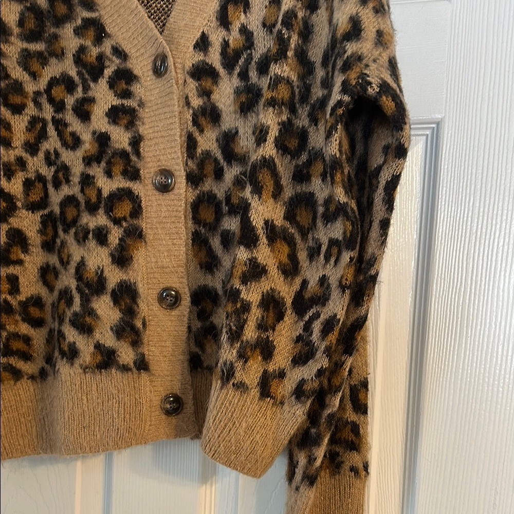 Leopard Print Button-Up Sweater - Picture 2 of 3